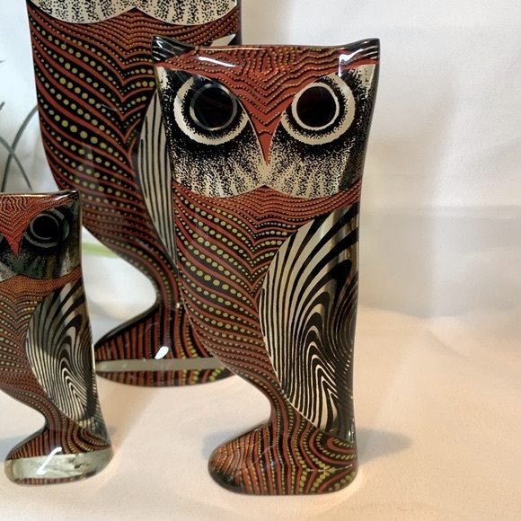 Set of 3 vintage HTF MCM Abraham PALATNIK LUCITE /acrylic molded owl sculptures - Picture 2 of 13